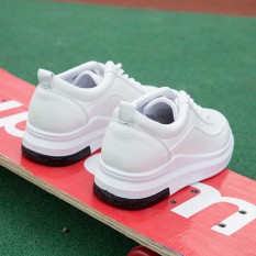 Kulit Putih Sol Tebal Papan Sepatu Sepatu Kets Putih (Putih)
