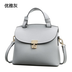 Kulit Selempang Miring Motif Kulit Imitasi Tas Model Hermes Kulit Tas Wanita (Elegan Abu-Abu)