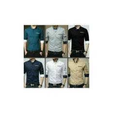 Kumpulan Baju Kemeja Pria BASIK Slim Fit Polos Putih Navy Maroon Hitam