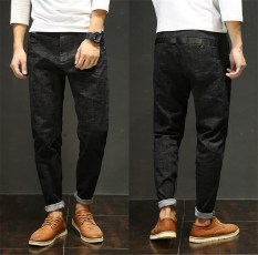Kupang Harem Lurus Ukuran Besar Celana Panjang Pemuda Celana Jeans Pria (D038 Hitam)