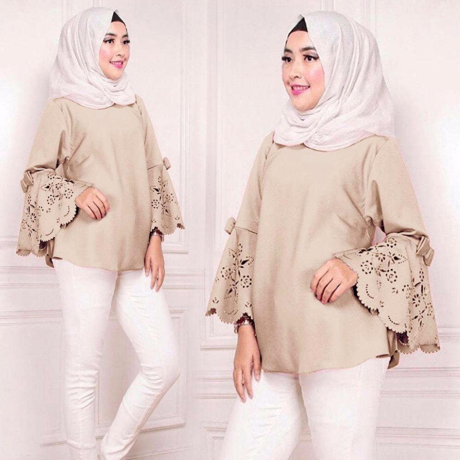 kyoko fashion blouses terompet laser - (mocca)