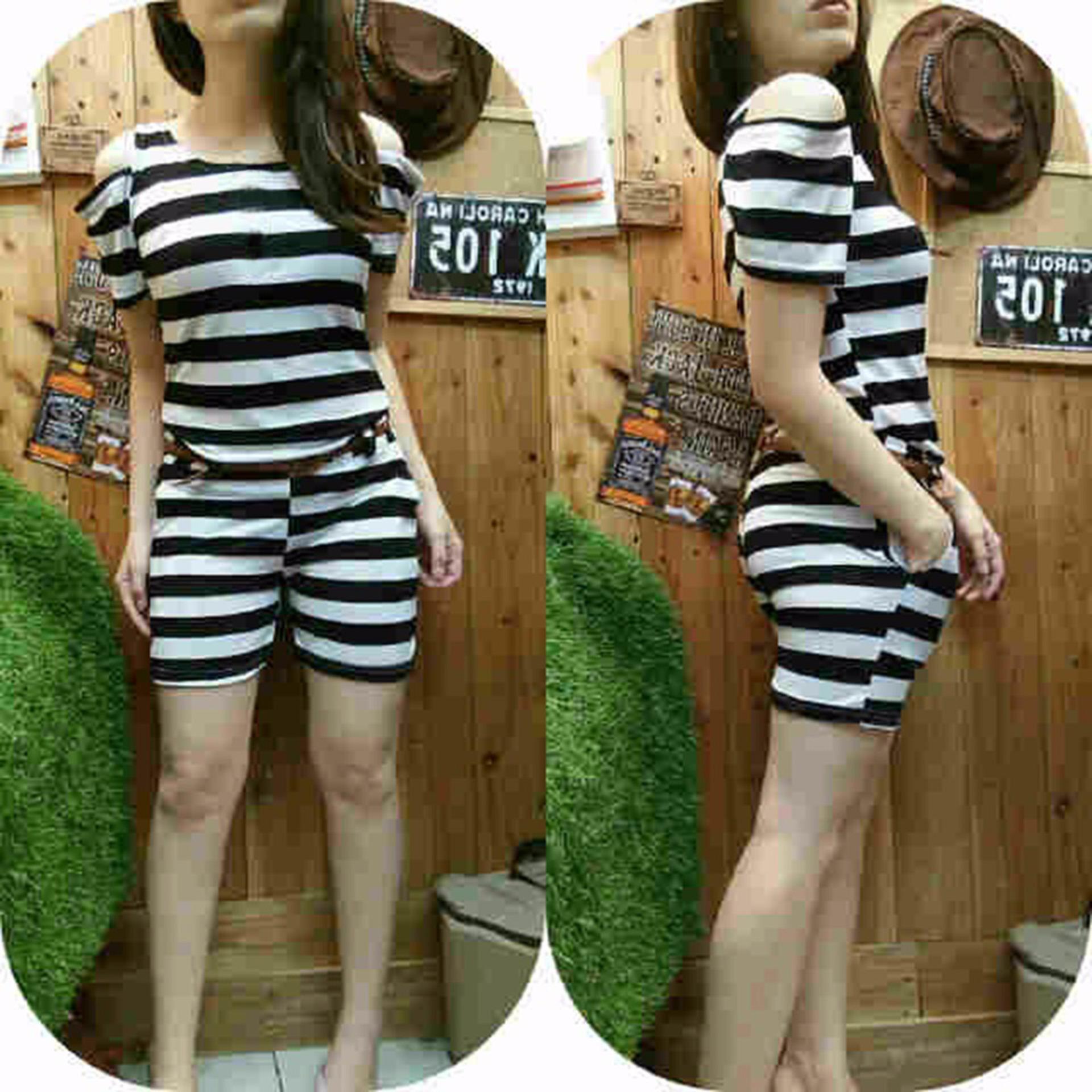 Kyoko Fashion Stelan Salur Sabrina / Setelan Wanita / Baju Wanita / Celana Wanita / Pakaian Wanita / Atasan Wanita