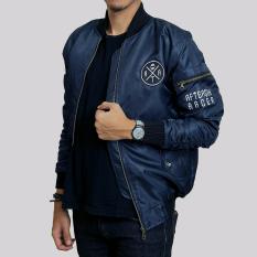 KZ7 Jaket bomber aftersix racer pria keren - Navy - Biru tua