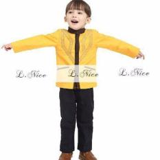 L Nice Koko Boys Set Baju Koko Anak Atasan Kuning Celana Hitam