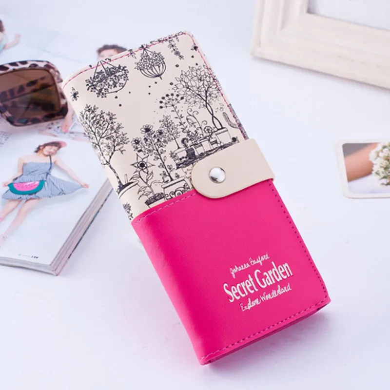 Harga la vie pu kulit tas dompet panjang pola warna permen dompet dompet naik merah |