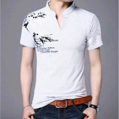Kemeja Kasual Friki / Kaos Polos Pria kerah Pendek Simple Elegant / Atasan Pria / Baju Kerah Pria (Lvinca) NSF - PUTIH