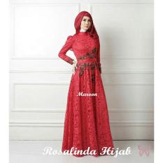 Ladies Fashion Dress Fitri Muslim / Kebaya / Syari Syar'i/ Baju Gamis Setelan Wanita 3 in 1 (salindaro) SS - Maroon D2C