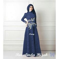 Ladies Fashion Dress Fitri Muslim / Kebaya / Syari Syar'i/ Baju Gamis Setelan Wanita 3 in 1 (salindaro) SS - Navy D2C