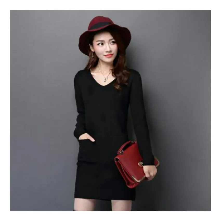 ladies fashion t shirt dress lengan panjang dress luisa dress santai kasual kaos wanita tunik wanita
