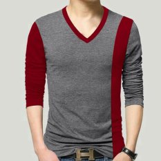 Ladies Fashion Atasan Pria / Baju Pria Polos / Kaos Pria Lengan Panjang manx / Kaos Polos Vneck Tshirt Distro Premium Elegant SLIMFIT MultiColour Spandek (anxm) NSF - ABU