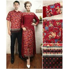 Batik Wanita dan Pria Pasangan / Batik Pasangan Lebaran / Batik Keluarga Couple Pasangan / Kemeja Pria Dress Wanita Maxi Wanita / Baju Batik Gamis / Batik Bagus / Kebaya Busana Kemeja Muslimah Pria / Dress Gamis Wanita Muslimin (Yem) 7T - MARUN