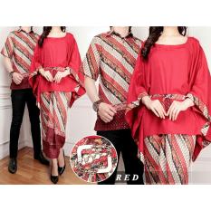 LFS Batik Pasangan Premium Pria Dan Wanita TERMURAH / Batik Murah Gamis Lebaran Keluarga Pasangan / Batik Couple Setelan Kutu Baru Modern / Kebaya Busana Kemeja BATIK / Dress Gamis Wanita Muslimin / Baju Pasangan Lebaran (Game) 7T - Merah