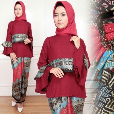 LF Batik Setelan Baju dan Rok Lilit Muslimah Gamis / Rok Panjang Murah / Stelan Gaun / Baju Dan Rok Panjang / Batik Setelan Murah / Stelan Terusan 2 in 1 / Batik Lebaran / Gamis Baju Lebaran (Notivi) 7T - MARUN / Gamis remaja / Gaun Dress pesta D1C