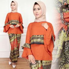 LF Batik Setelan Baju dan Rok Lilit Muslimah Gamis / Rok Panjang Murah / Stelan Gaun / Baju Dan Rok Panjang / Batik Setelan Murah / Stelan Terusan 2 in 1 / Batik Lebaran / Gamis Baju Lebaran (Notivi) 7T - ORANGE / Gamis remaja / Gaun Dress pesta D1C