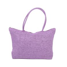 Ladies Straw Tenun Summer Beach Tote Bag Belanja Traveling Tas Berritsleting-Ungu-Intl