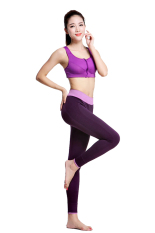 Ibu-ibu Yoga Pusat Menjalankan Latihan Gym Celana Legging Celana Olahraga (ungu)-International