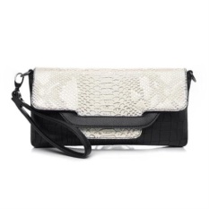 Lady Designer Cross Body Bag Fashion Gaya Barat CrocodilePattern Handbag & Wristlet (Pucat Emas)-Intl