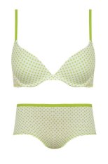 Lady's Secret Bra Set with Panty color White Green Dots