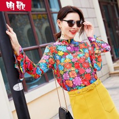 Lagu Ming Musim Semi Baru Baju Lengan Daun Lotus Sutra Kemeja (Warna)