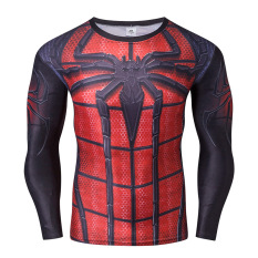 Musim Semi Spider-Man Baju Ketat Pria Kompresi Pakaian Elastisitas Menghilangkan Keringat Olah Raga Lengan Panjang Bersepeda Fitness Pakaian Cepat Kering Bola Basket Baju Kaos