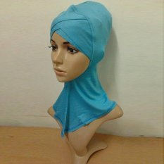LALANG Islam Leher Kepala Bonnet Topi Muslim Full Cover Jilbab Cap (Biru Muda)-Intl