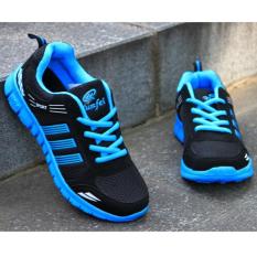 LALANG Pria Outdoor Sport Jogging Running Sepatu Sneakers Kasual Mesh Bernapas Pelatih Rendah Datar Sepatu (Biru) -Intl