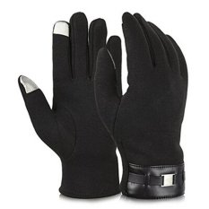 LALANG Pria Layar Sentuh Sarung Tangan Hangat Outdoor Olahraga Mengemudi Bersepeda Winter Sarung Tangan (Hitam)-Intl