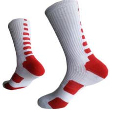LALANG Laki-Laki Kaus Kaki Olahraga Bola Basket Profesional Elite Kaus Kaki Kolam Kaus Kaki Olahraga Putih & Merah