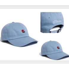 Snapback Bisbol Topi Bordir Bunga Melengkung Drake Sanpback Hip Hop Hat (biru) LALANG-Intl
