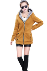 LALANG Katun Hoodie Wanita Bulu Mantel Pakaian Jaket Kuning