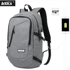 Lan-store Premium Kualitas Pria Backpack-KAKA Brand External USB Charge Laptop Multi-fungsi Antitheft Notebook Tas Waterproof Komputer Backpack untuk Pria (Abu-abu) -Intl