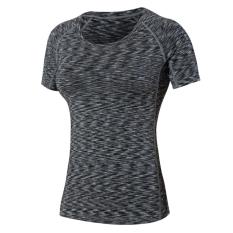 LANBAOSI Kering Cepat Lengan Pendek Workout T-shirt Printer Kompresi Tights Tees Colorful Black-Intl