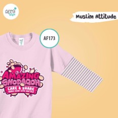 Aria Baju Kaos Anak Afrakids / Baju Kaos Anak Cewek / Baju Kaos Lengan Panjang Perempuan / AF173 - Pink