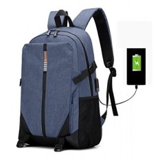 Laptop Ransel, bisnis Air Tahan Perjalanan Tas Ransel dengan USB Pengisian Port Cocok Dibawah 17-Inci Laptop dan Buku Catatan (Biru) -Internasional