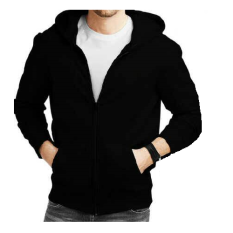 Larisashop Surabaya - Jaket/Sweater Hoodie Hitam Polos (Zipper)