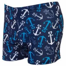 Lasido Celana Renang Pria Jangkar Swimsuit Swimming Trunk Swimwear Men Olahraga Selancar Male Beach Surf Swim Pool Pantai Laut Sport Sea Bahan Quality Nylon Plus Spandex Pakaian Pendek Sampai Paha Desain Simpel Sporty Swimsuits Shorts - Biru