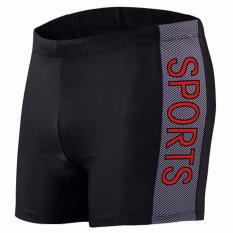 Lasido Celana Renang Pria Sports Pantai Swimsuit Swimming Trunk Swimwear Men Olahraga Selancar Male Surf Swim Pool Beach Laut Sport Sea Bahan Quality Nylon Plus Spandex Pakaian Pendek Sampai Paha Desain Simpel Sporty Swimsuits - Hitam Abu