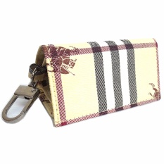 Lasido Dompet Gantungan Kunci Mobil Motor STNK Motif Burberry Car Key Chain PU Leather Lipat Pocket Wallet Folding Foldable Motorcycle Aksesoris Pria Wanita Berkendara Biker Driver Riding Rider Man Fashion Accessories - Coklat Muda