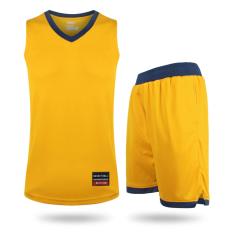 Desain Terbaru Pria dan Boy's Outdoor Basket Kemeja dan Celana Pendek Jersey Set-Kuning (001 S) -Intl