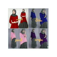 laura set baju muslim wanita remaja simpel maura merah biru pink ungu