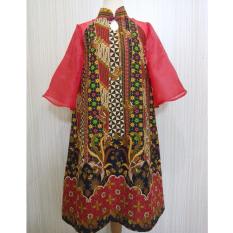 Dress Batik Modern Bahan Katun Kombinasi Organza Dress Batik Pesta Ivanka RR1841 Semarak ASEAN GAMES 2018 Jakarta Palembang by Arcobaleno Desain CANTIK dan ANGGUN cocok untuk baju kerja, baju dress pesta dan acara resmi lainnya dengan harga murah grosir