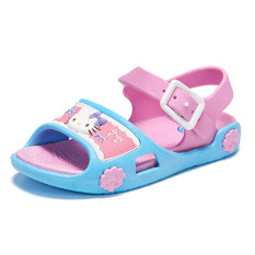 LCFU764 Baru Musim Panas Fashion Anak Perempuan HELLO KITTY Sandal Sepatu Gaun-biru-Intl