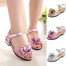 LCFU764 Summer 2017 Sandal Pesta Anak-anak Berenda untuk Perempuan-merah Muda- INTL