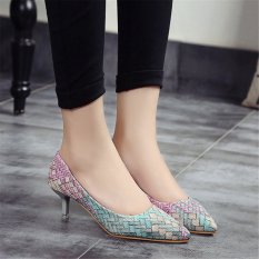 LCFU764 Wanita Hak Tinggi untuk Pernikahan Runcing Pompa Perkantoran Shoes-4cm Pink-Intl
