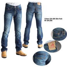 Celana Jeans Pria Slim Warna Biru Distro Lea Original