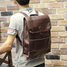 Kulit Tas Laptop Ransel Perjalanan Rekreasi Pelajar Pria Tas Olahraga Ransel Punggung (kopi)-International