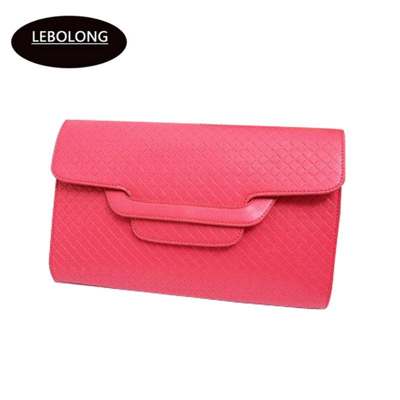 Lebolong New Fashion Star Temperament Hand Bag High Quality Pure Color Female Bag PU Leather Envelope Bag Women Day Clutches - intl