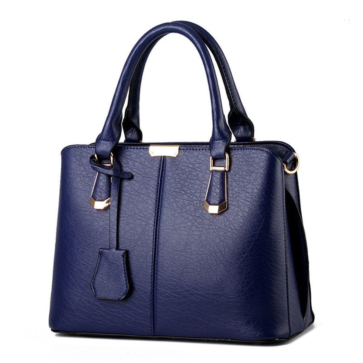 leegoal Womens Boutique PU Leather Shoulder Bags Top-Handle Handbag Tote Purse Bag Royalblue - intl
