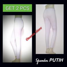 Legging PUTIH - 2 Pcs - Spandek - Polos Panjang JUMBO/ STANDAR - Celana Dalaman Gamis Wanita