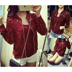 legiONshop-baju cewek kemeja wanita atasan wanita pakaian wanita kemeja wanita jaket wanita JKT BRUKAT 2IN1(jaket+inner) maroon